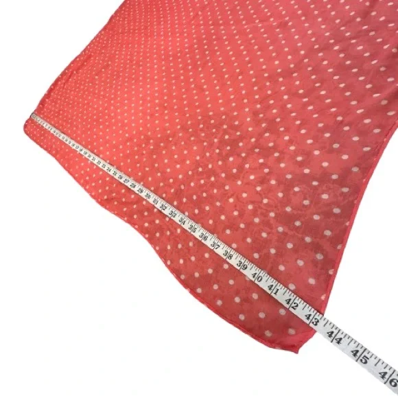 JCP Coral & White Polka Dot Viscose Wraparound Beach & Multi Purpose Wear Scarf - Picture 11 of 13